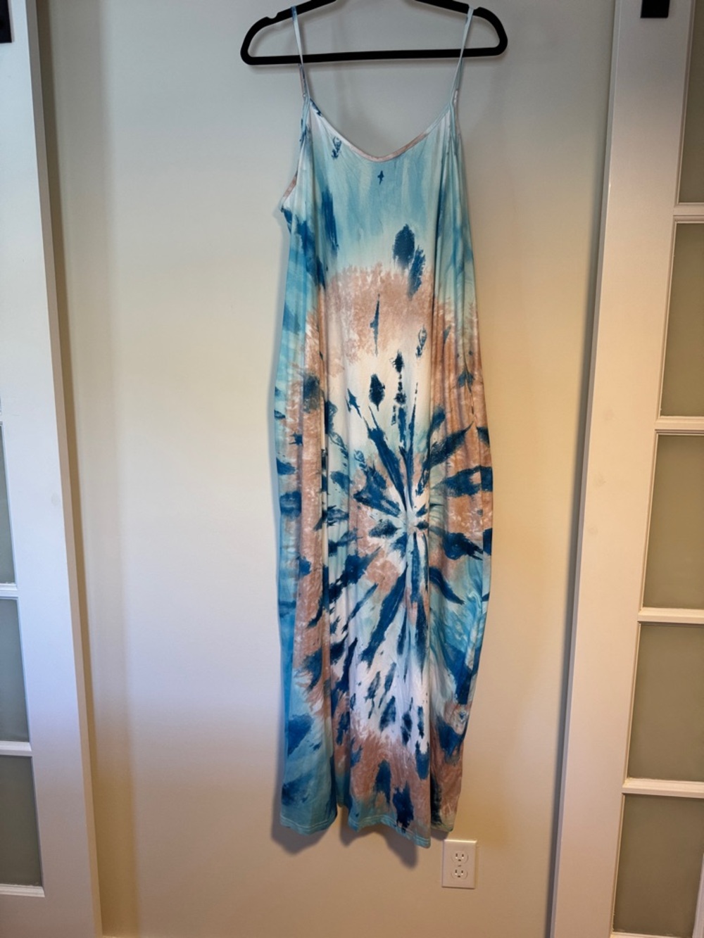 Sleeveless Tie-Dye Maxi Dress in Teal & Sand